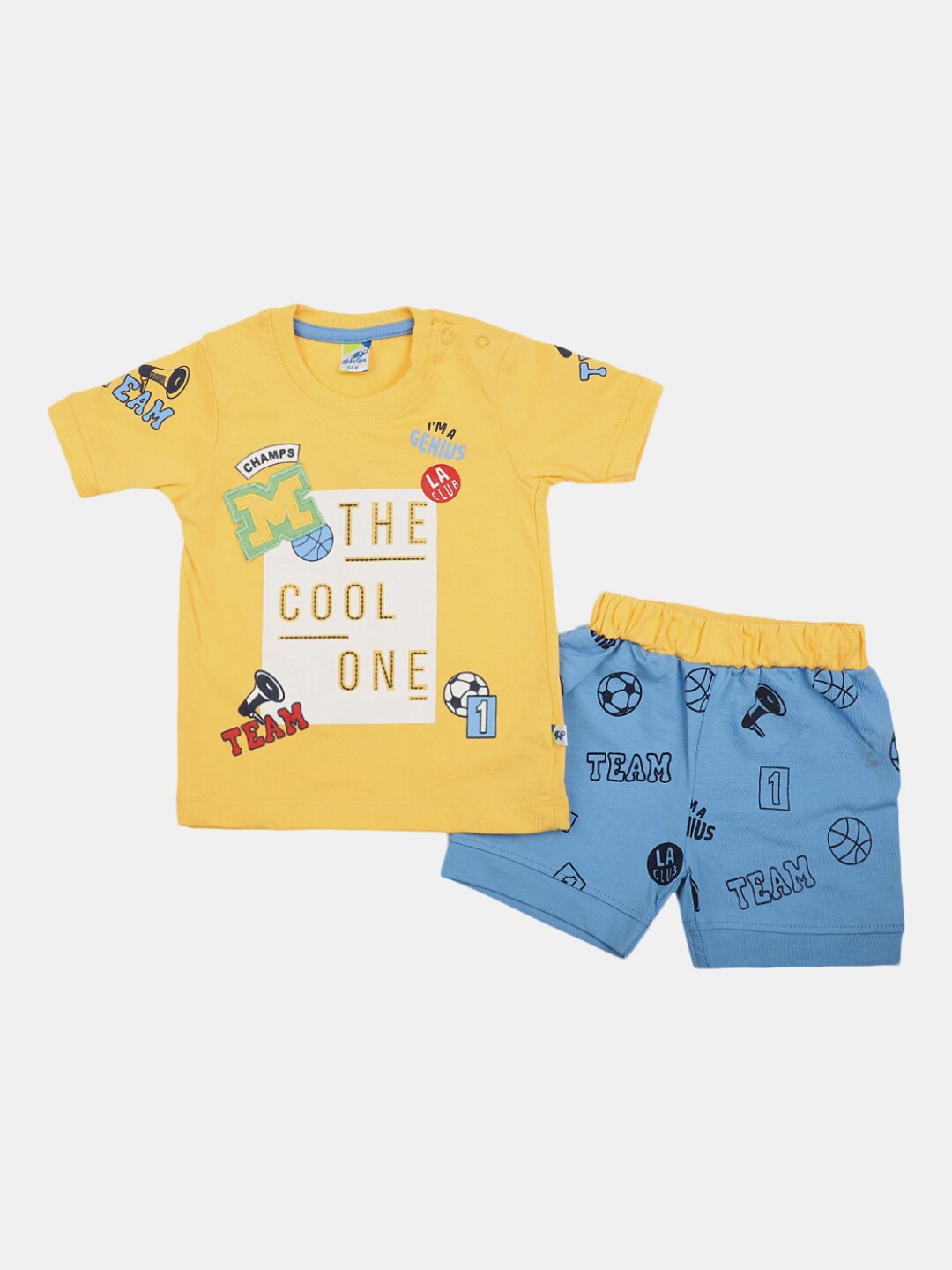 

V-Mart Infants Printed Pure Cotton T-Shirt With Shorts, Yellow