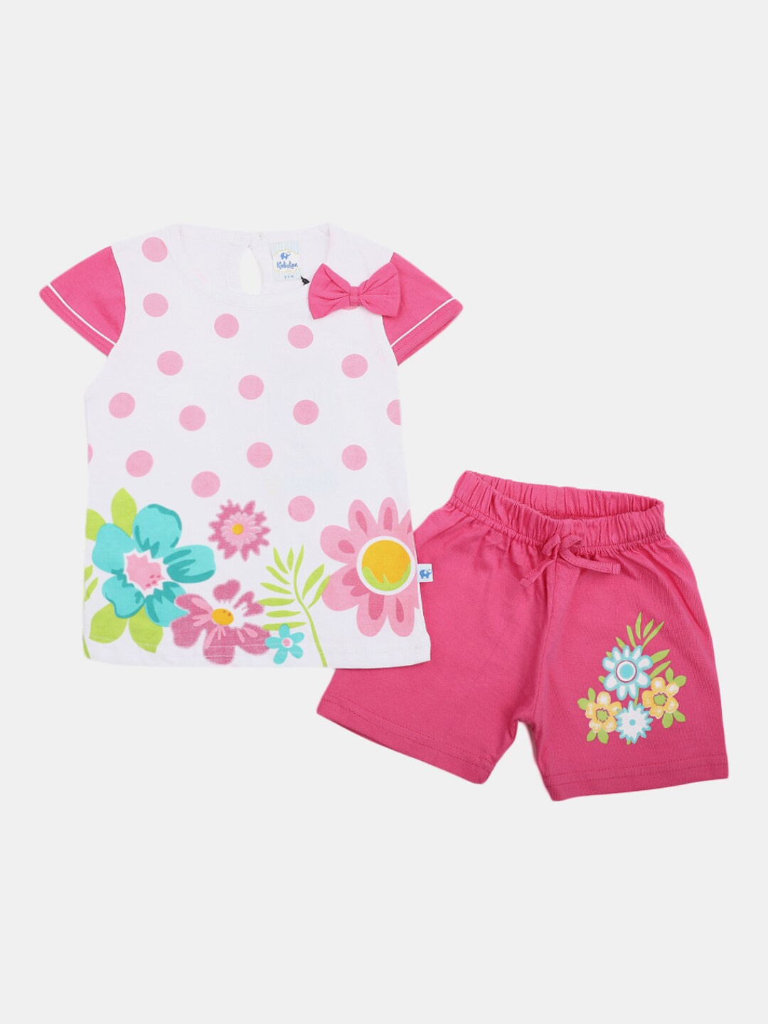 

V-Mart Infants Printed Pure Cotton T-Shirt With Shorts, White