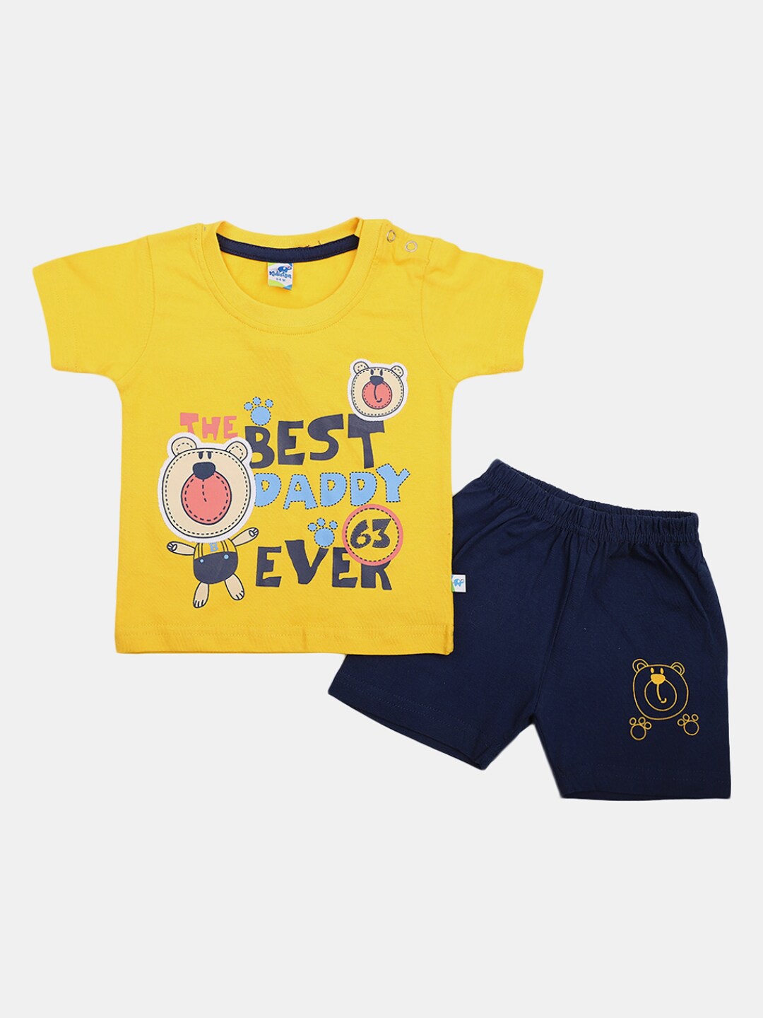 

V-Mart Infant Kids Printed Pure Cotton T-shirt With Shorts, Yellow