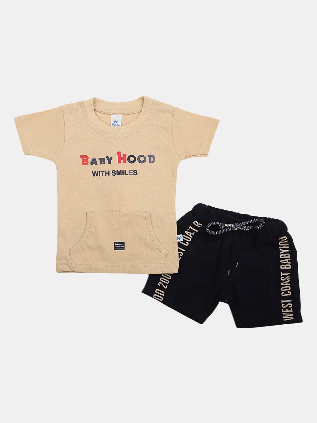 

V-Mart Infant Kids Printed Pure Cotton T-shirt With Shorts, Black