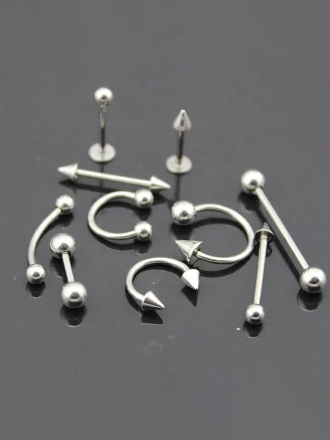 

MEENAZ Pack Of 12 Silver-Plated Contemporary Studs Earrings