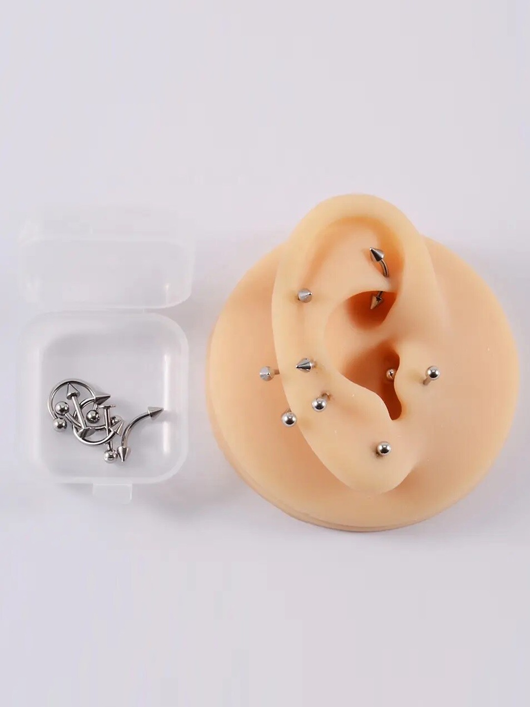 

MEENAZ Pack Of 12 Silver-Plated Contemporary Studs Earrings