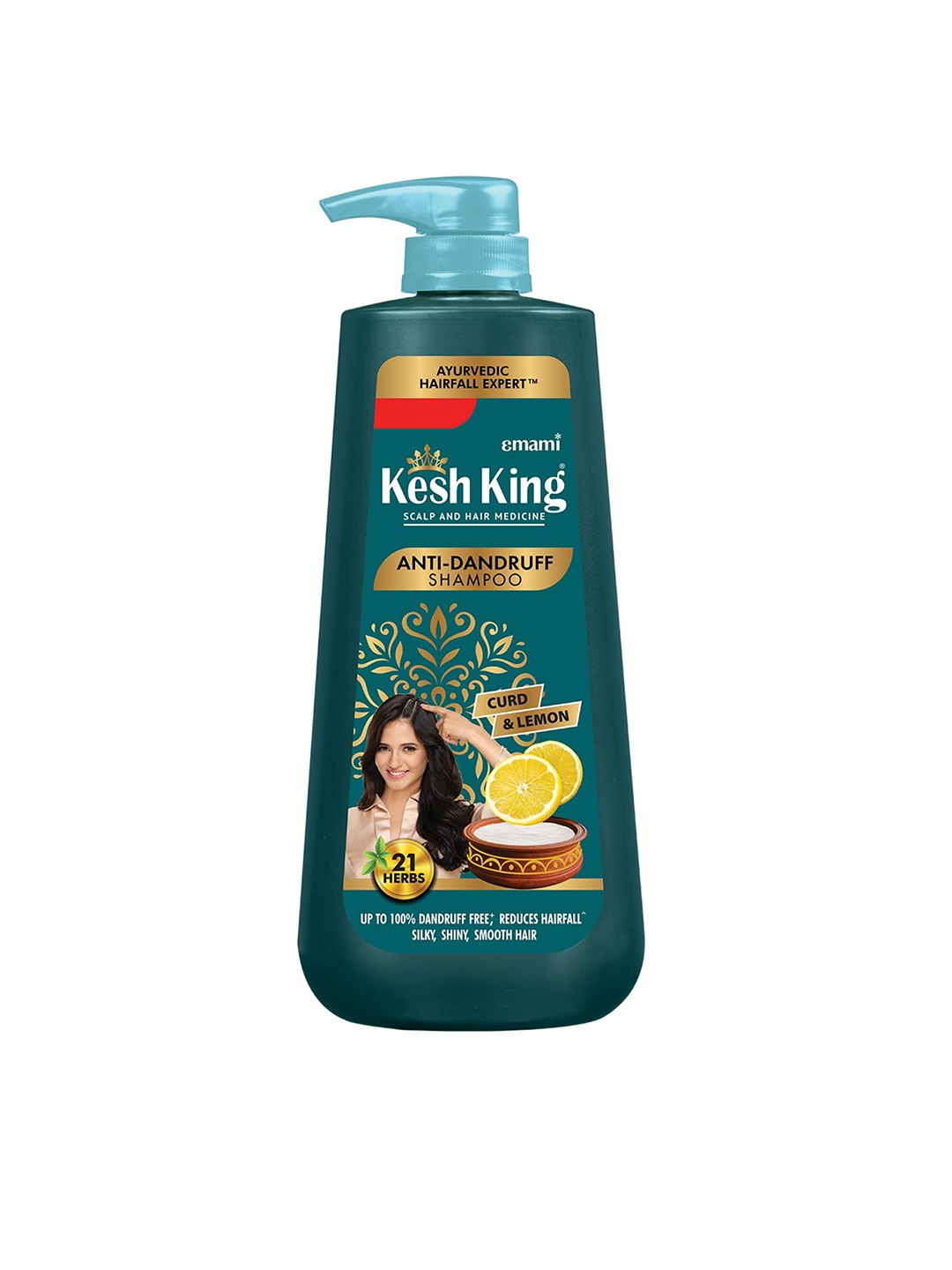 

Kesh King Ayurvedic Anti-Dandruff Shampoo for Itchy Scalp with 21 Herb, Curd & Lemon-600ml, Green