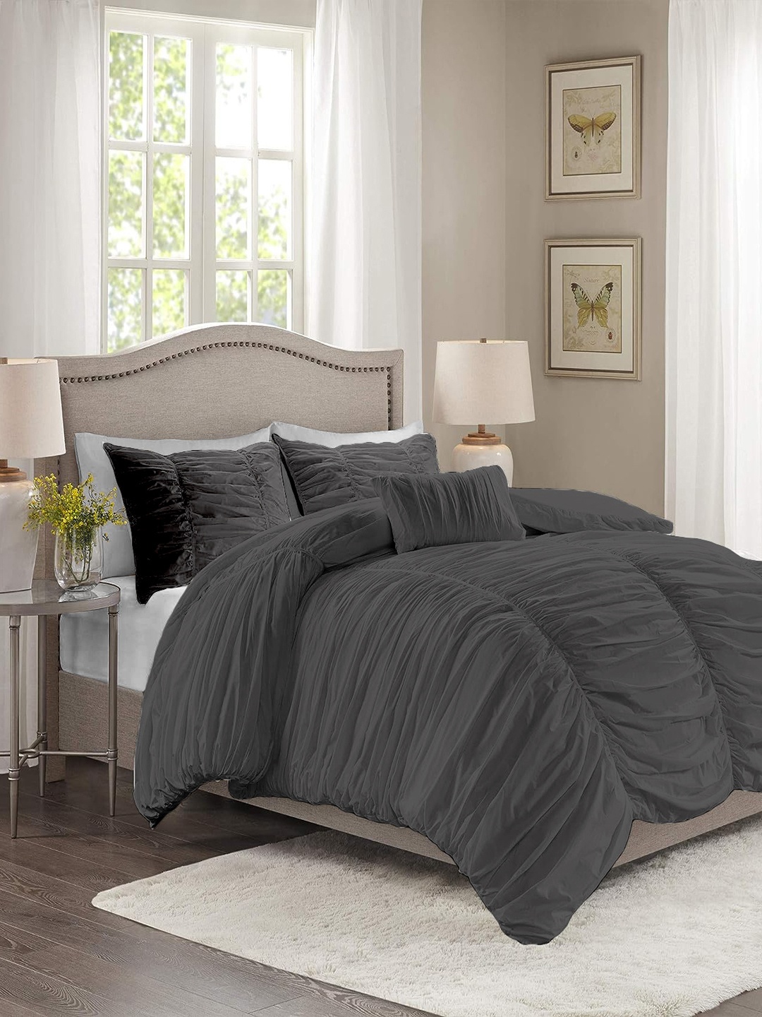 

THE WHITE MOSS Grey Microfiber AC Room 600 GSM Double Bed Comforter