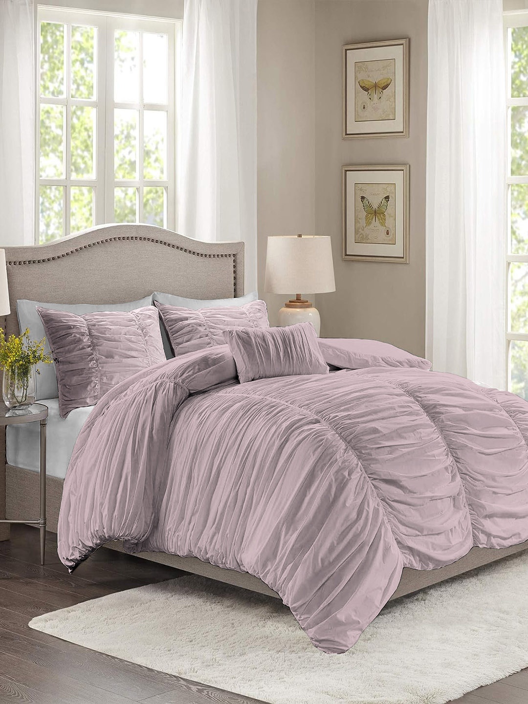 

THE WHITE MOSS Heavy Winter Double Bed Comforter With 2 Pillow Covers, Silver