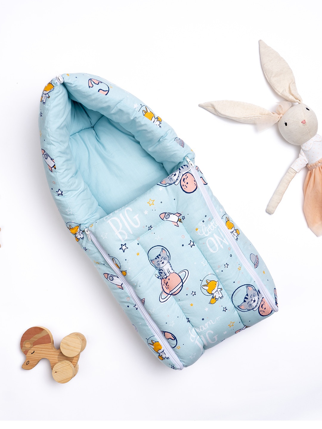 

haus & kinder Infants Printed Pure Cotton Baby Sleeping Bag, Blue