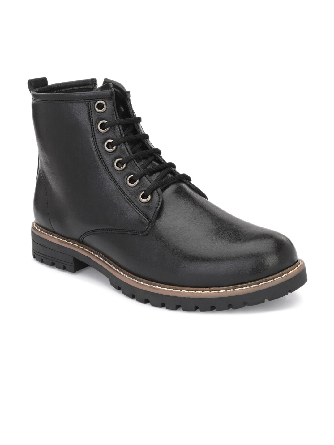 

Azzaro Black Men Round-Toe Mid-Top Biker Boots