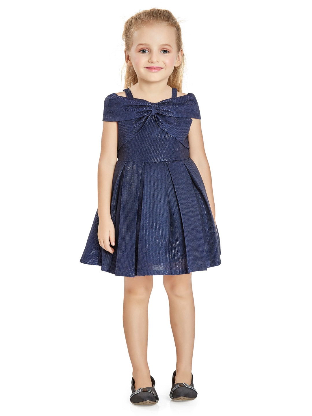 

Peppermint Satin Fit & Flare Dress, Navy blue