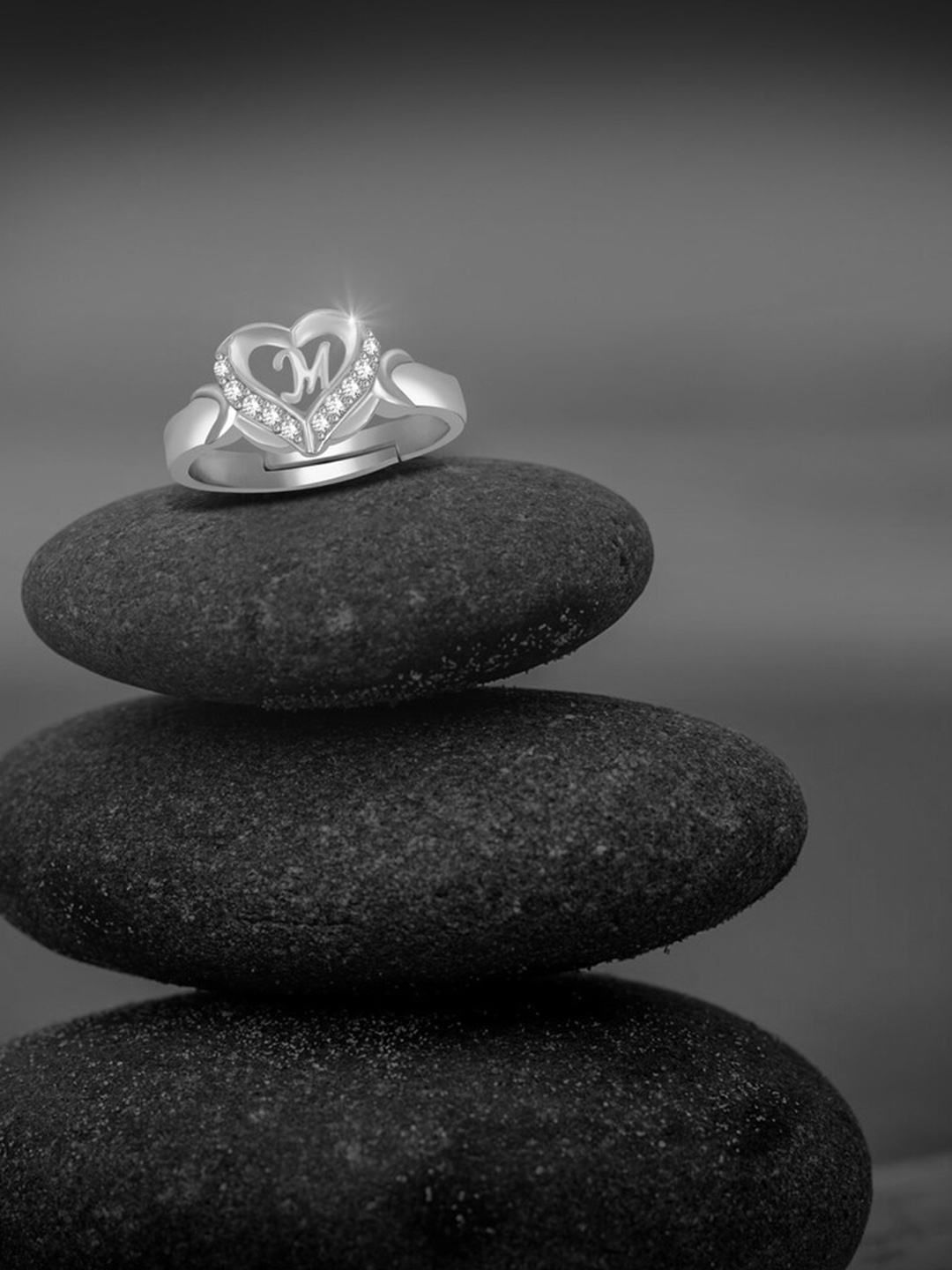 

MEENAZ Silver-Plated American Diamond Studded Finger Ring