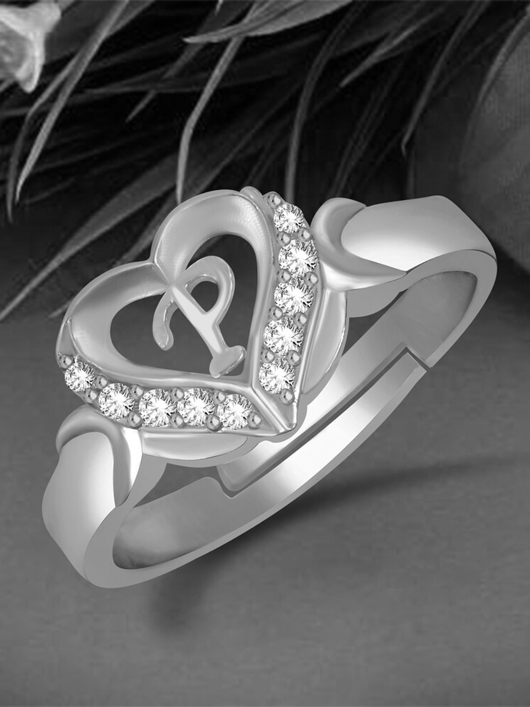 

MEENAZ Gold-Plated Adjustable Finger Ring, Silver