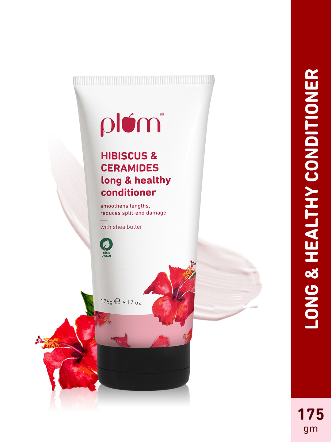 

Plum Hibiscus & Ceramides Long & Healthy Hair Conditioner with Shea Butter - 175g, White