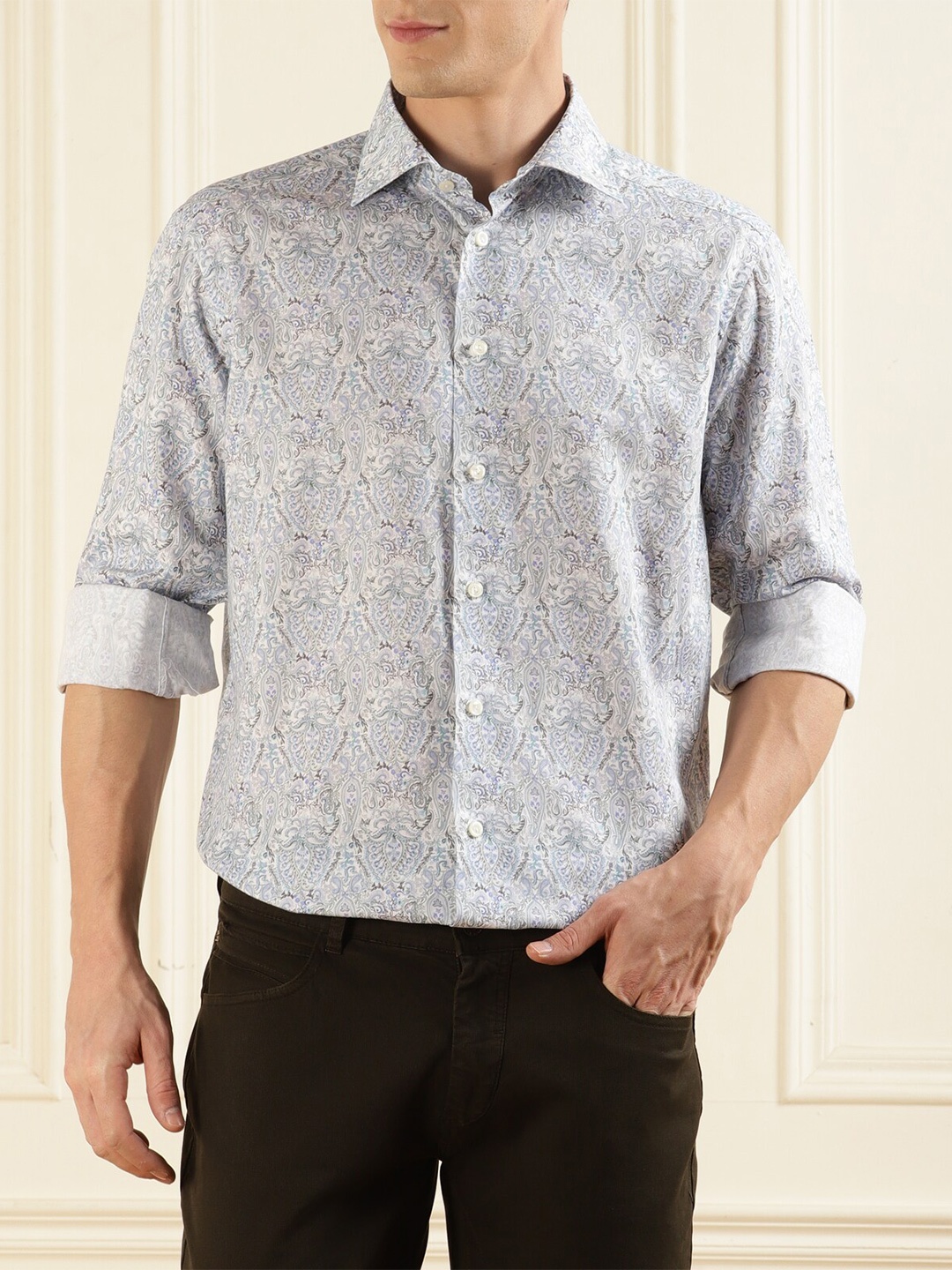 

Eton Floral Printed Cotton Opaque Casual Shirt, Blue
