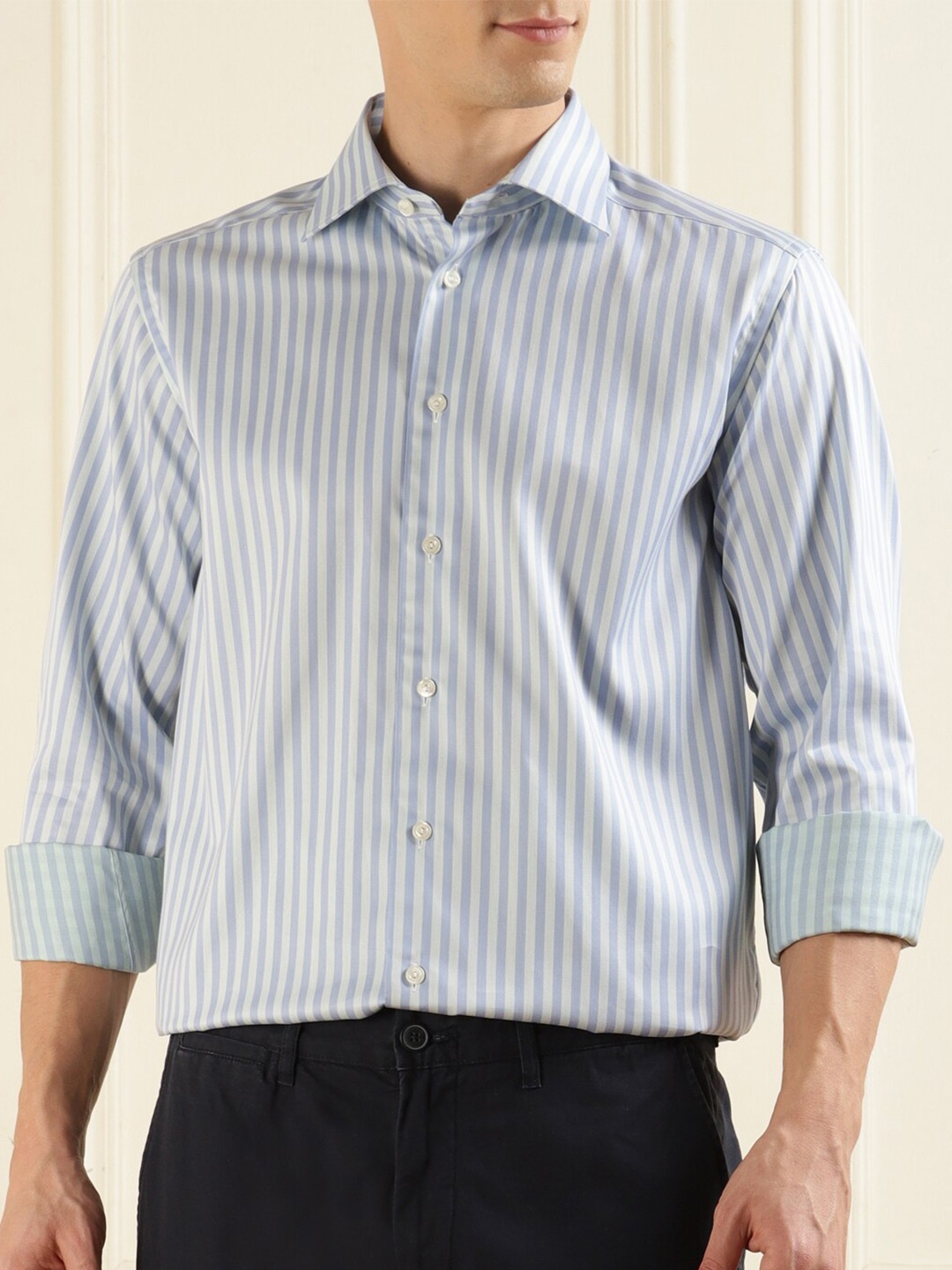

Eton Regular Fit Striped Cotton Casual Shirt, Green