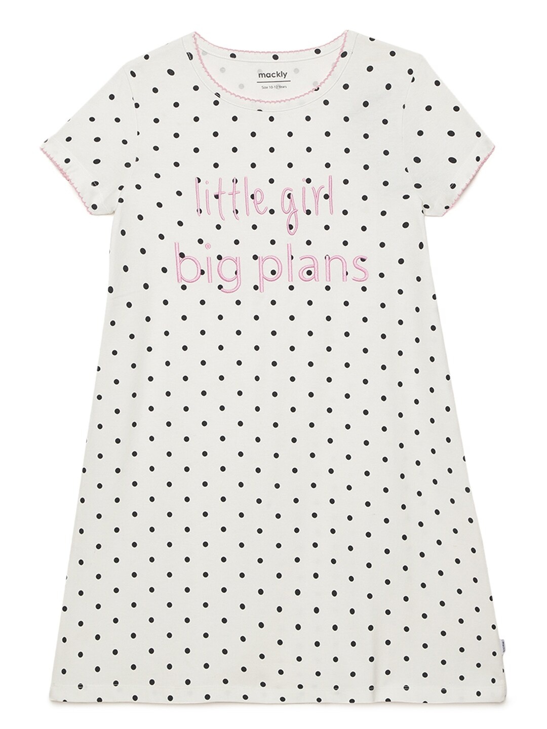 

mackly Girls Polka Dots Printed T-shirt Nightdress, White