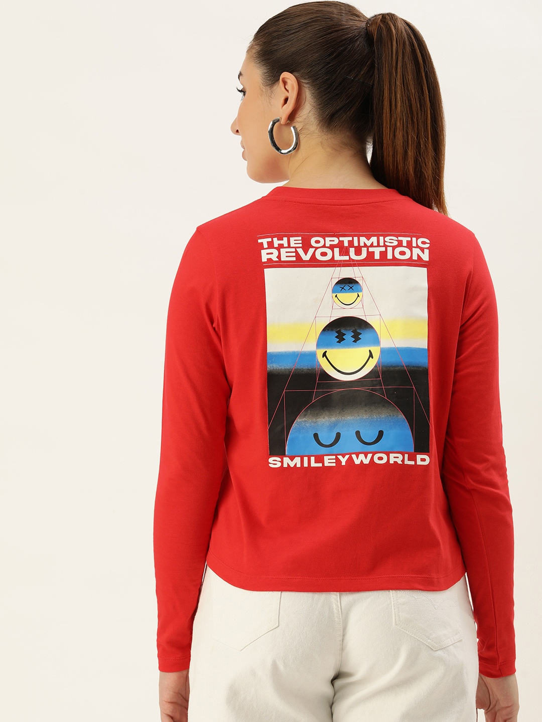 

Smiley Women Graphic Printed T-shirt, Red