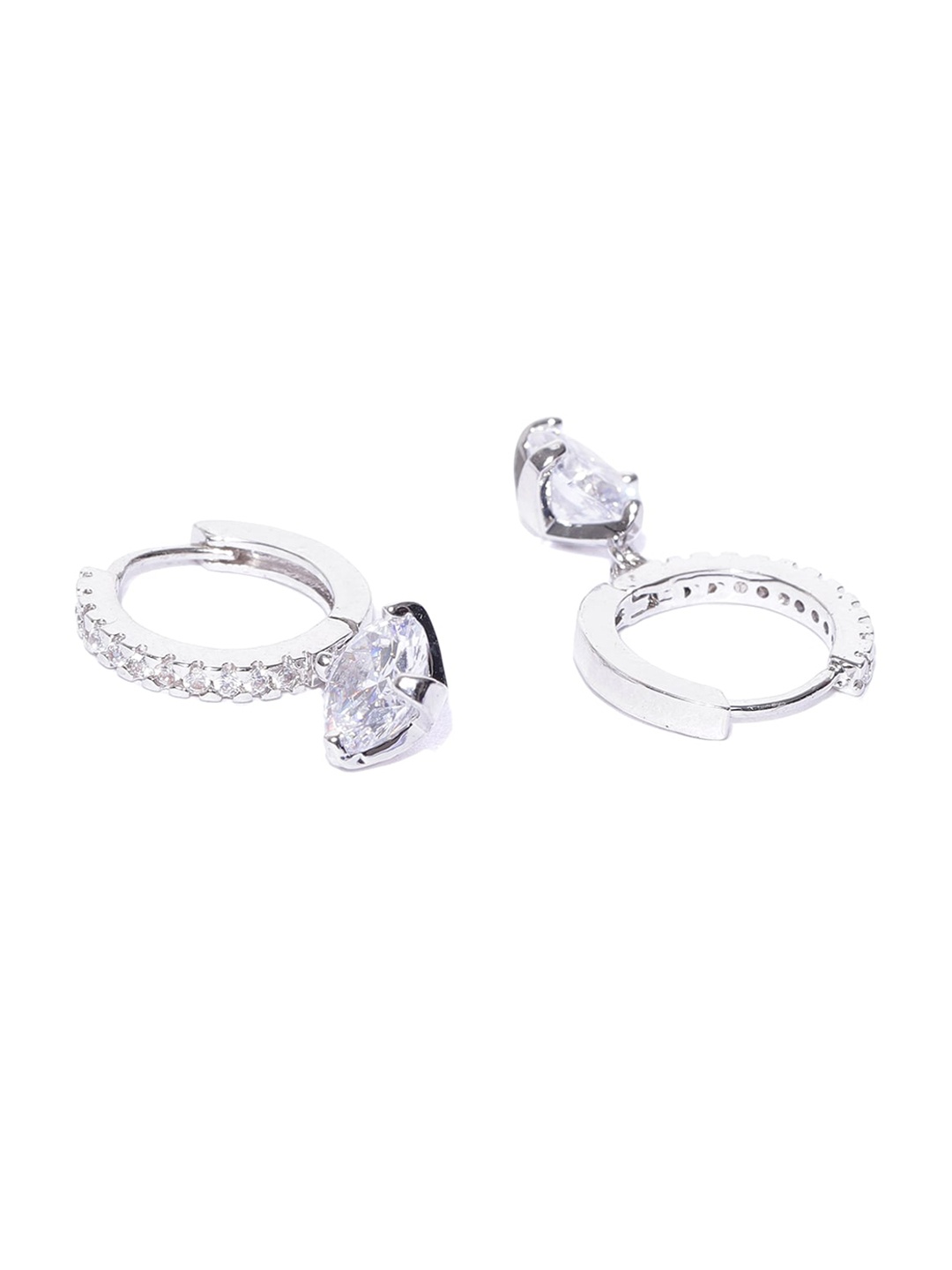 

OOMPH Cubic Zirconia Studded Hoop Earrings, Silver