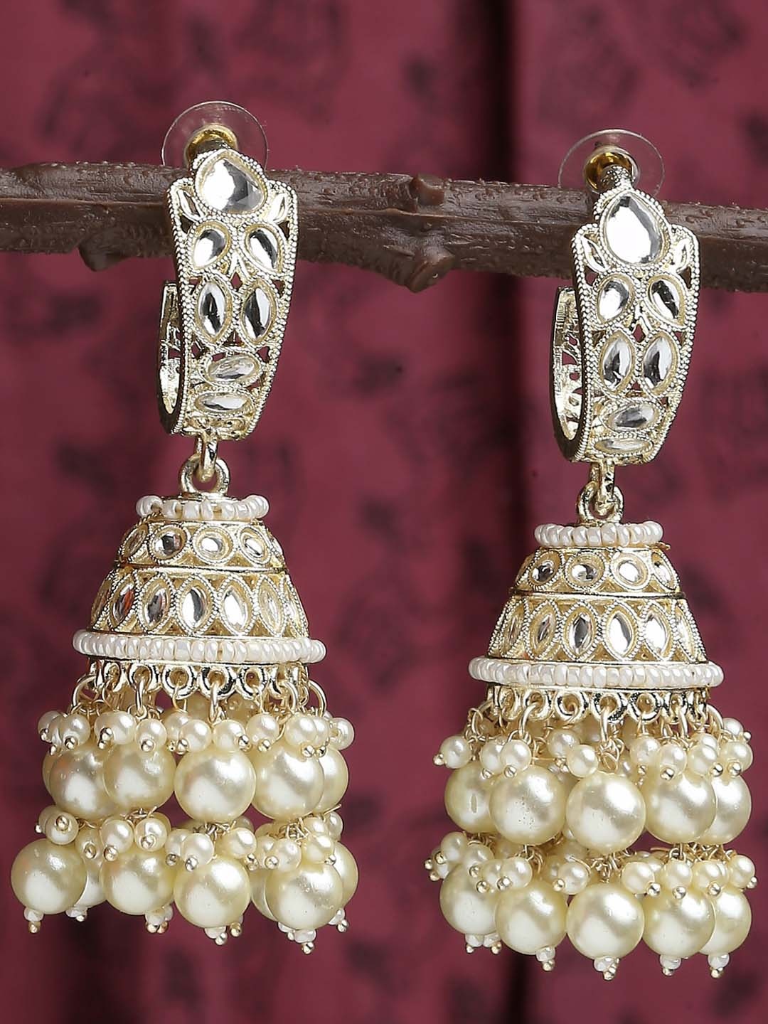 

OOMPH Dome Shaped Jhumkas, White