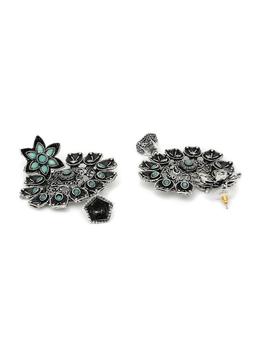 

OOMPH Oxidised Floral Drop Earrings, Silver