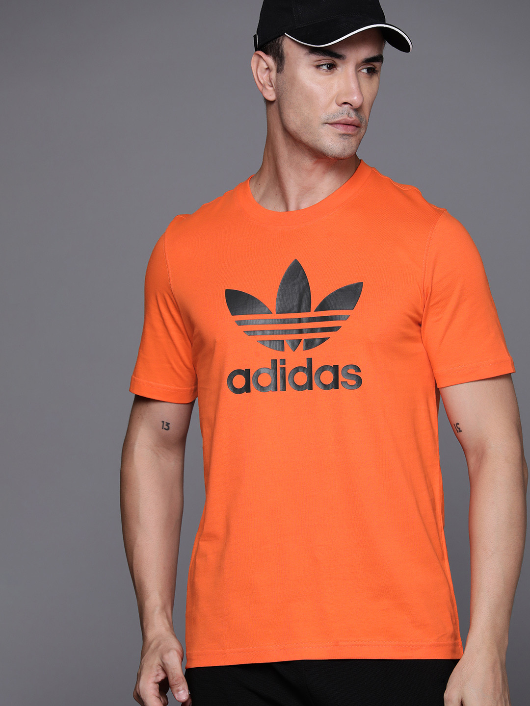 

ADIDAS Originals Adicolor Classics Trefoil Brand Logo Printed Pure Cotton T-shirt, Orange