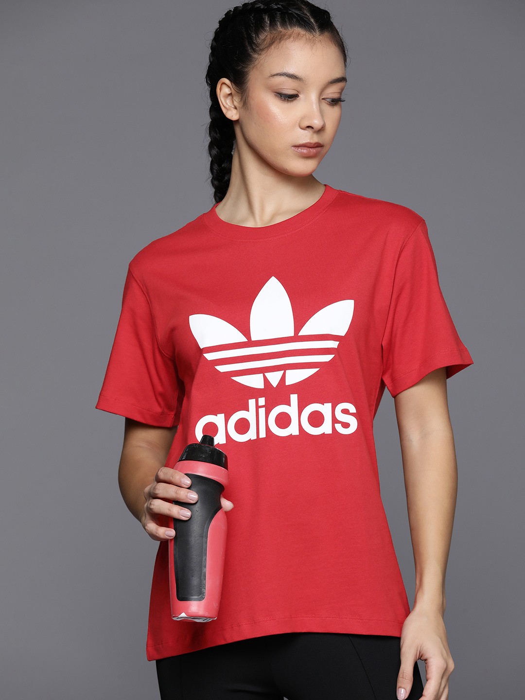 

ADIDAS Originals Classics Trefoil Print Cotton T-shirt, Red