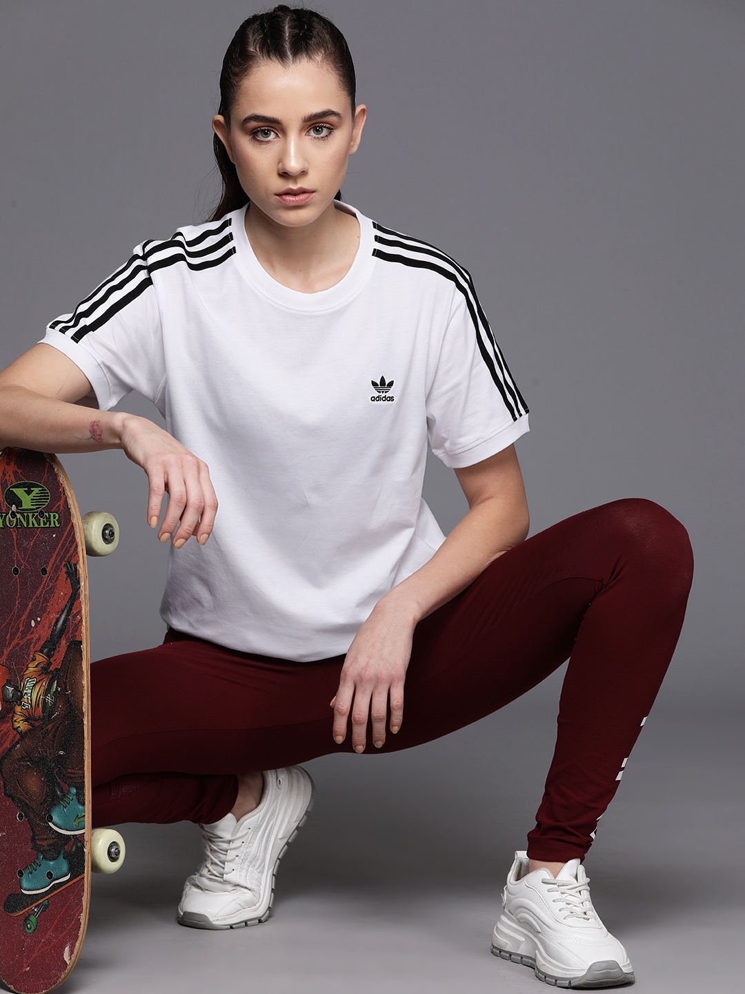 

ADIDAS Originals Women Classics 3-Striped Pure Cotton T-shirt, White