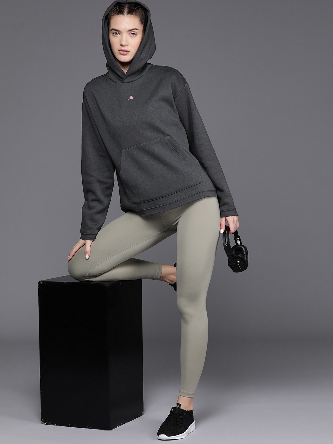 

ADIDAS Select Hooded Basketball Sweatshirt, Charcoal