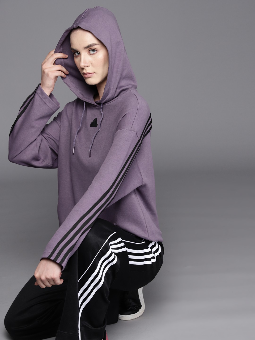 

ADIDAS FI 3-Stripes Hooded Sweatshirt, Mauve