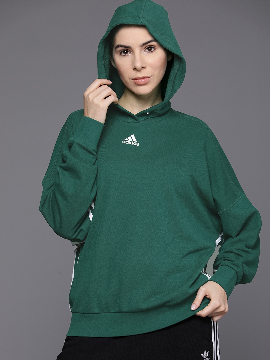 

ADIDAS Side Striped Dance Loose Fit Hooded Sweatshirt, Green