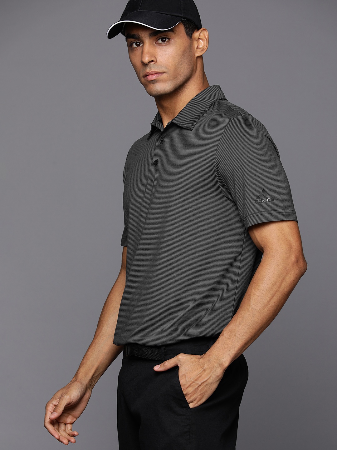 

ADIDAS AEROREADY Polo Collar Sports T-shirt, Charcoal