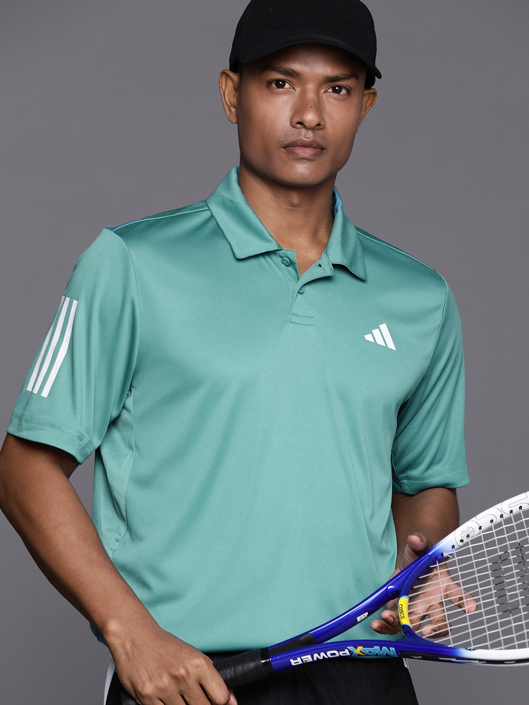 

ADIDAS Men Club 3-Striped Polo Collar Tennis T-shirt, Turquoise blue
