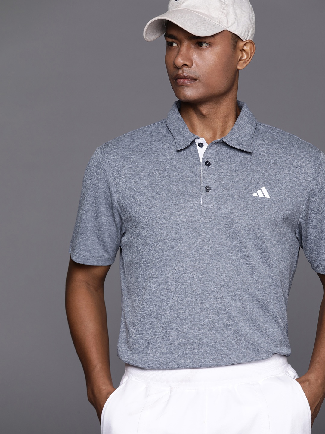 

ADIDAS Men Drive Heather Polo Collar Golf T-shirt, Grey