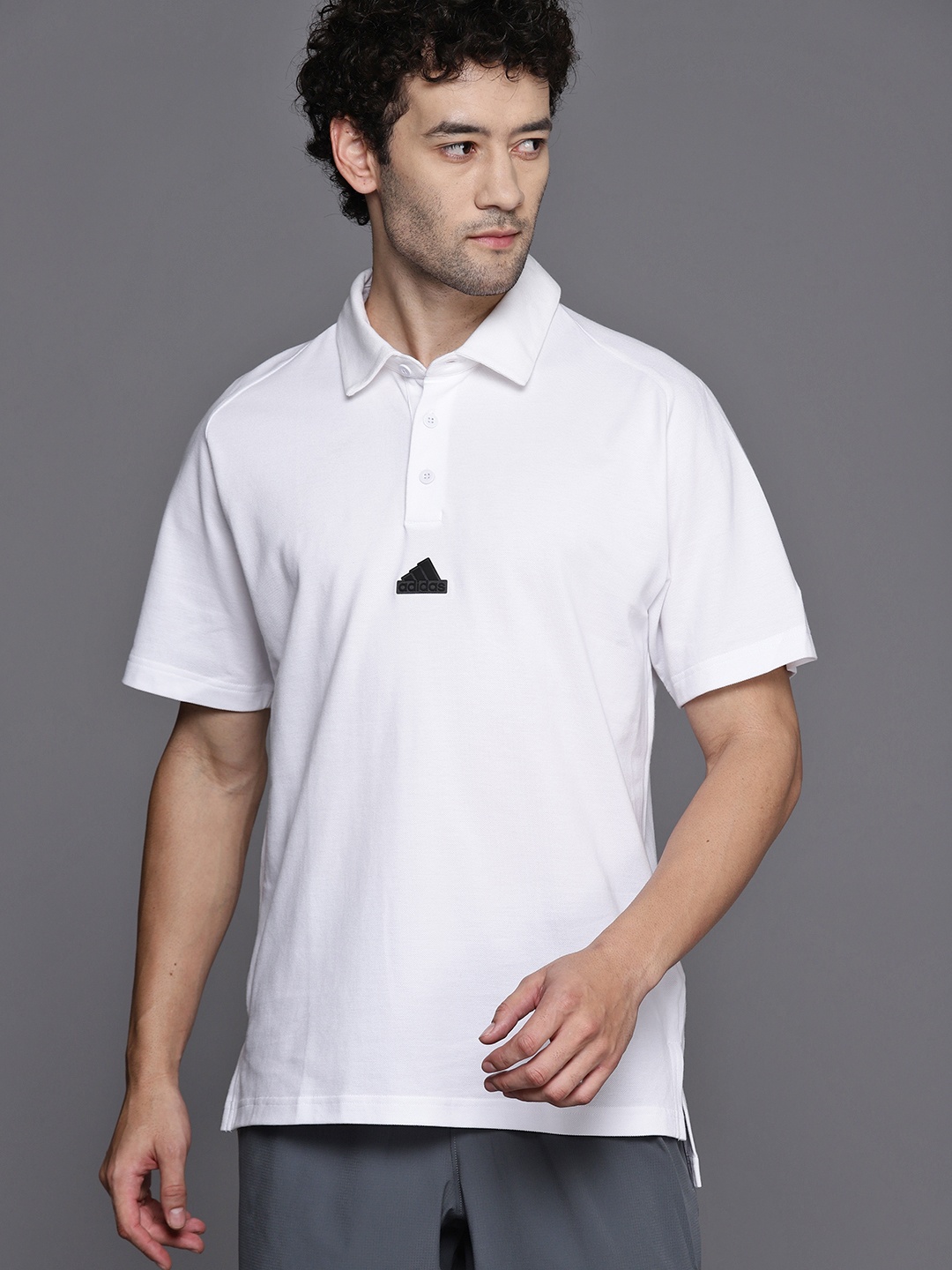 

ADIDAS Pure Cotton Z.N.E. Polo Longline T-shirt, White