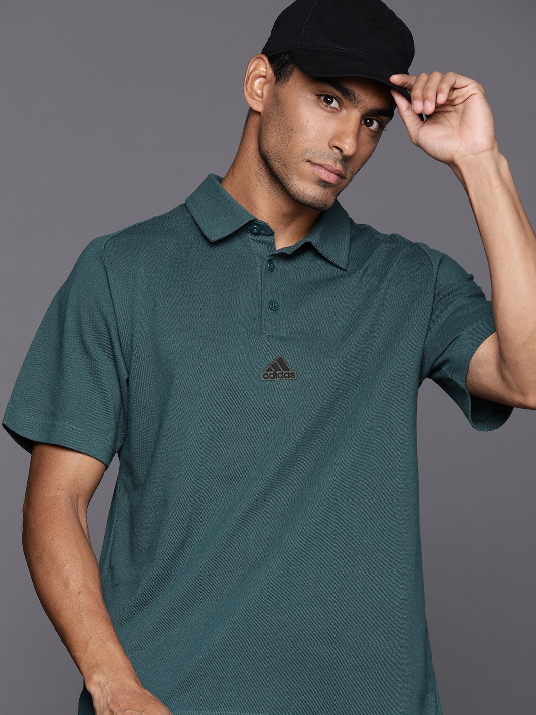 

ADIDAS Men Polo Collar Z.N.E Pure Cotton T-shirt, Teal