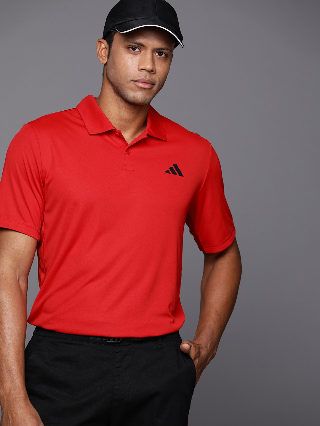 

ADIDAS AEROREADY Polo Collar Sports T-shirt, Red