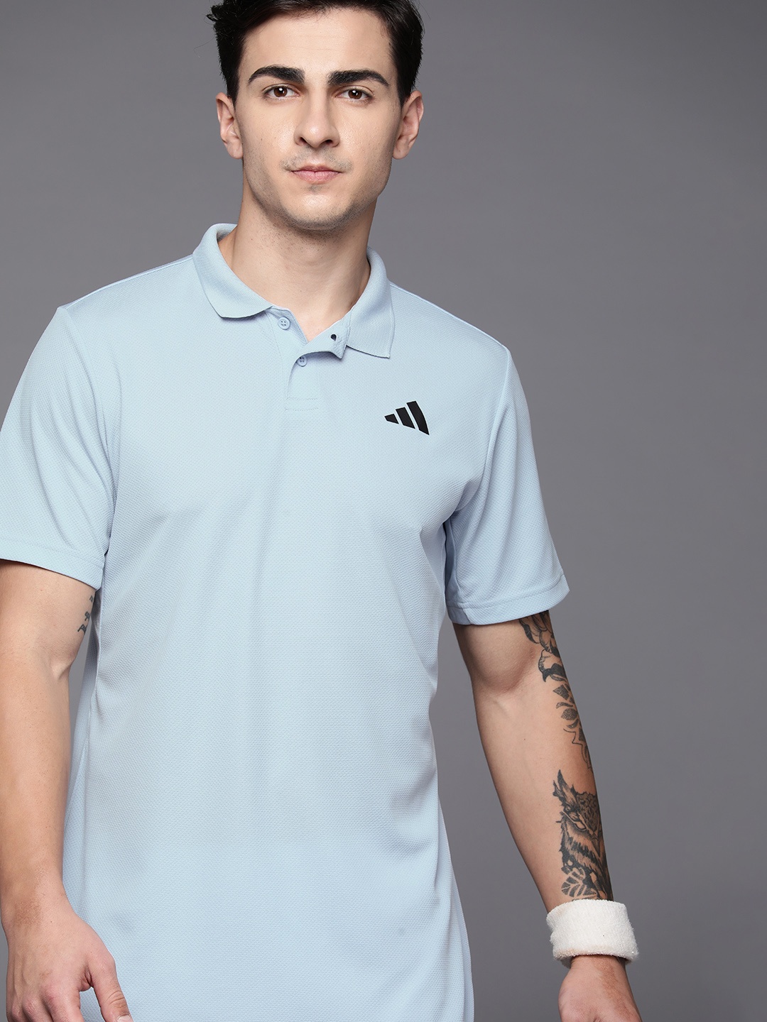 

ADIDAS Men Polo Collar Tennis Sports T-shirt, Blue