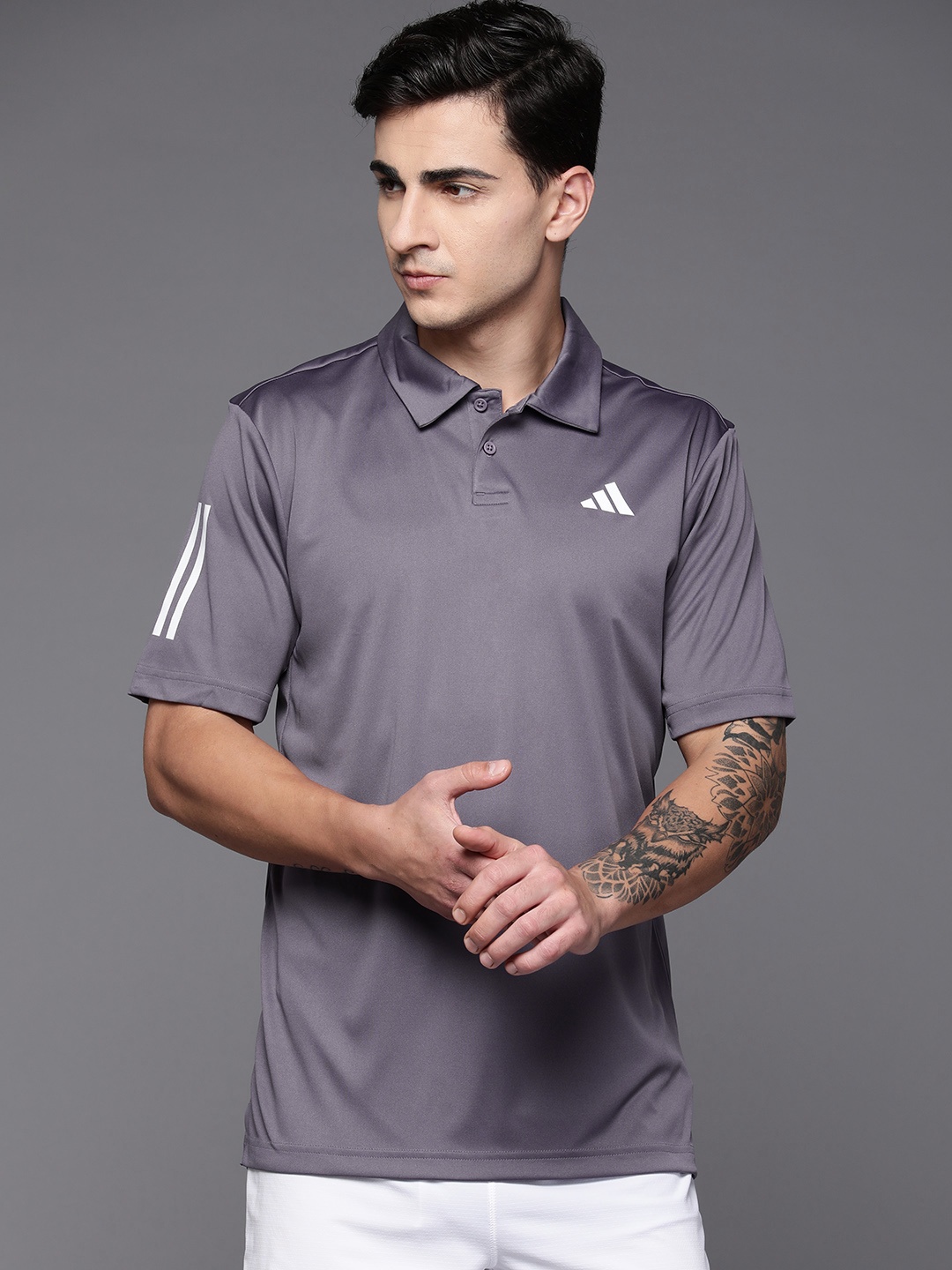 

ADIDAS Men Solid Polo Collar Tennis T-shirt, Purple