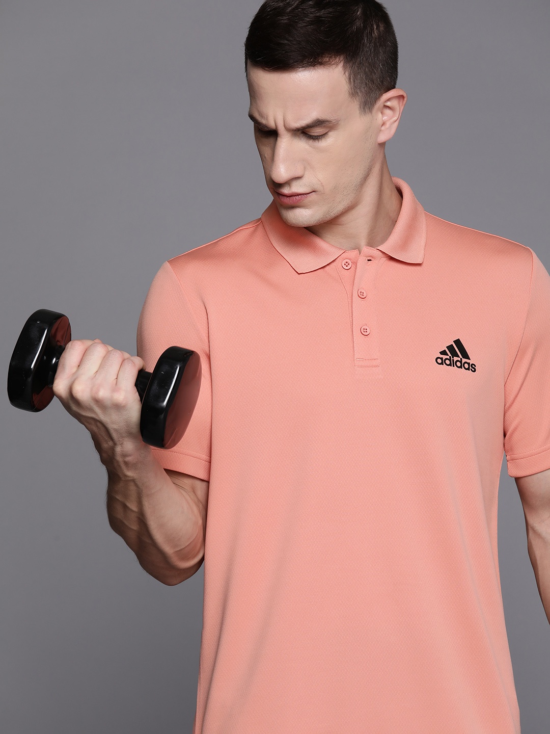 ADIDAS D2M Training Polo T-shirt, Peach