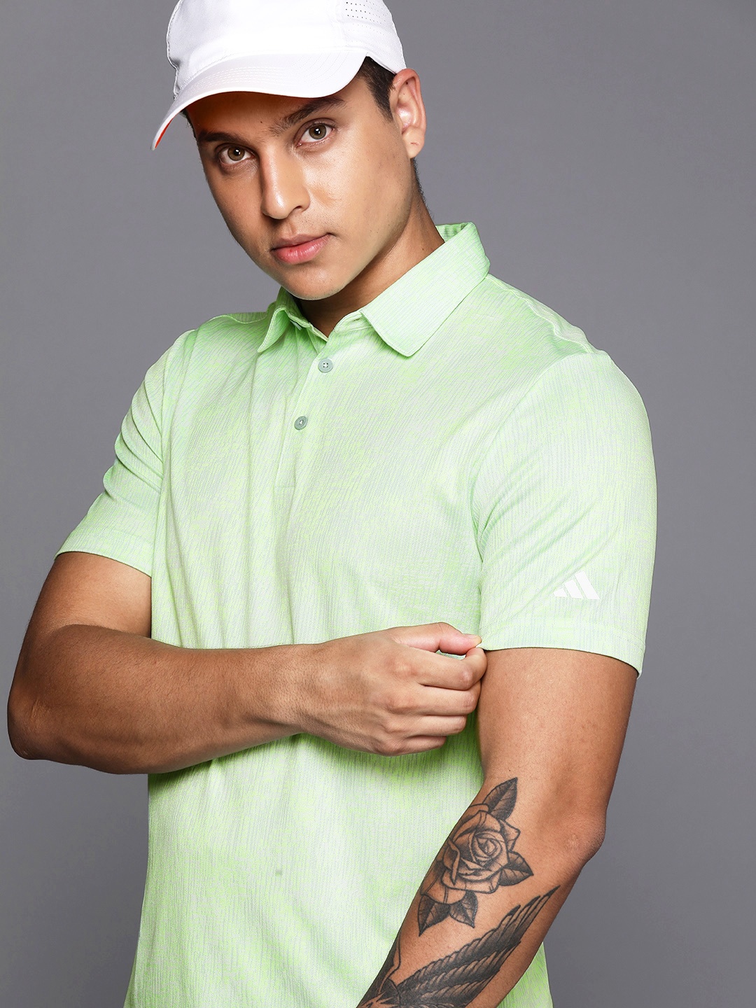 

ADIDAS Men Aerial JCQ Printed Polo Collar Golf T-shirt, Green