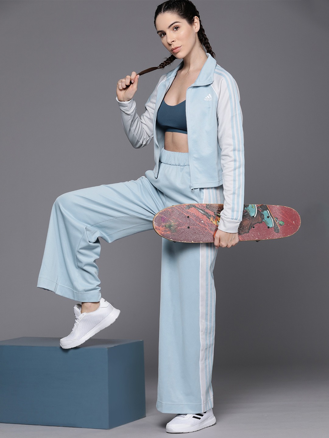 

ADIDAS Women Slim Fit Team Sport Tracksuits, Blue