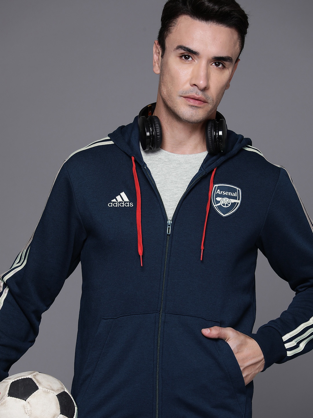 

ADIDAS Arsenal FC DNA Full Zip Hooded Sweatshirt, Navy blue