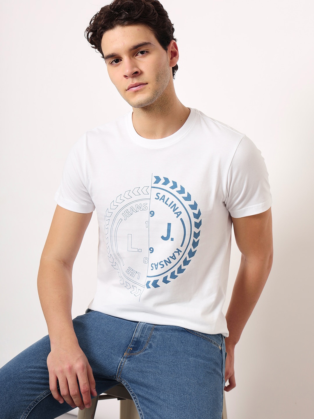 

Lee Men Typography Printed Cotton Slim Fit T-shirt, White