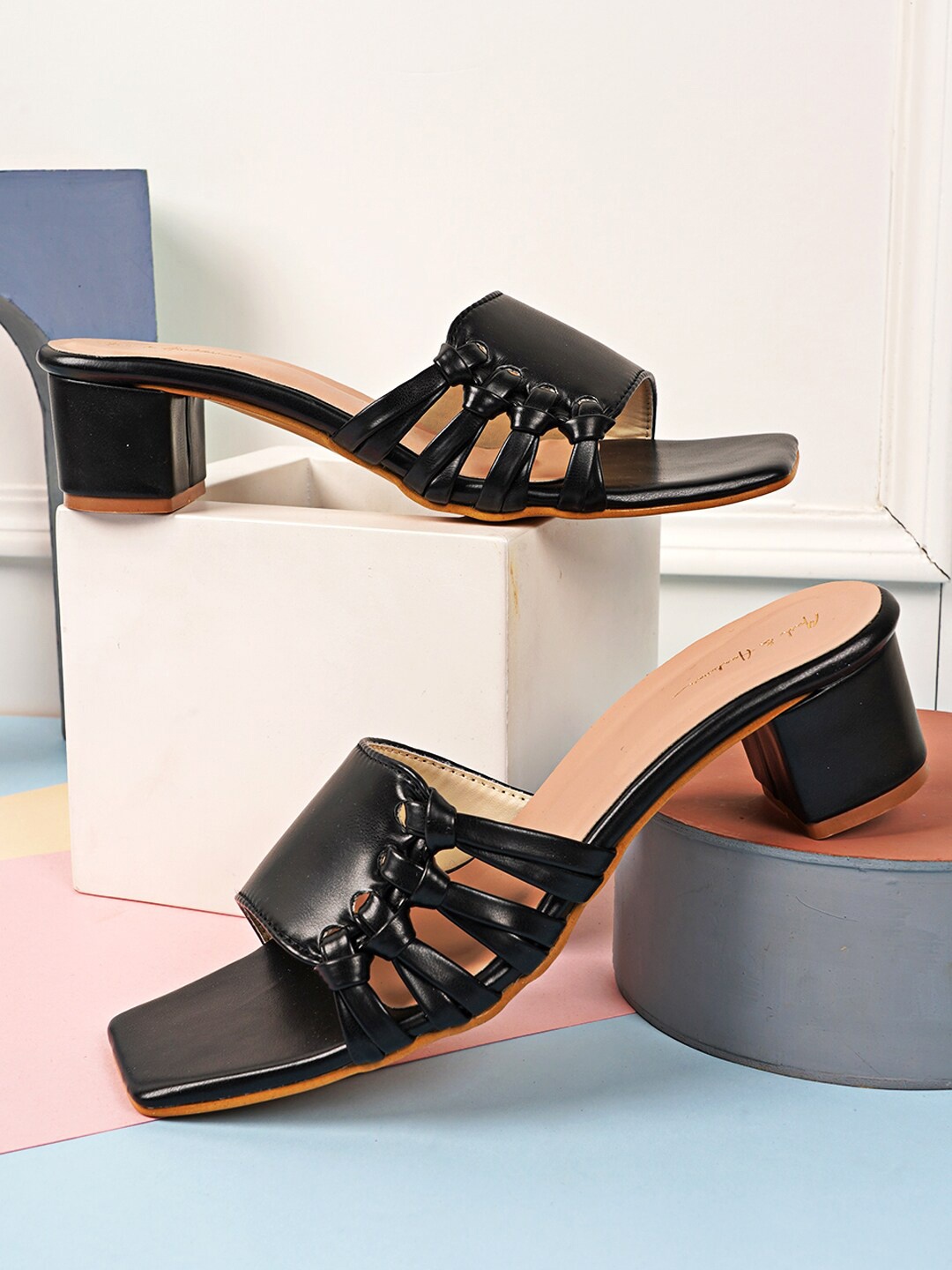 

Mast & Harbour Black Square Toe Block Heels