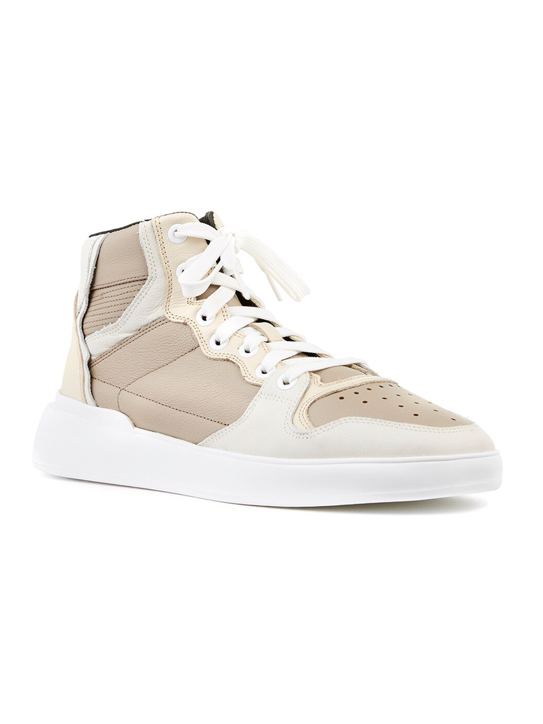 

FREESOUL Colourblocked Mid-Top Leather Sneaker, Cream