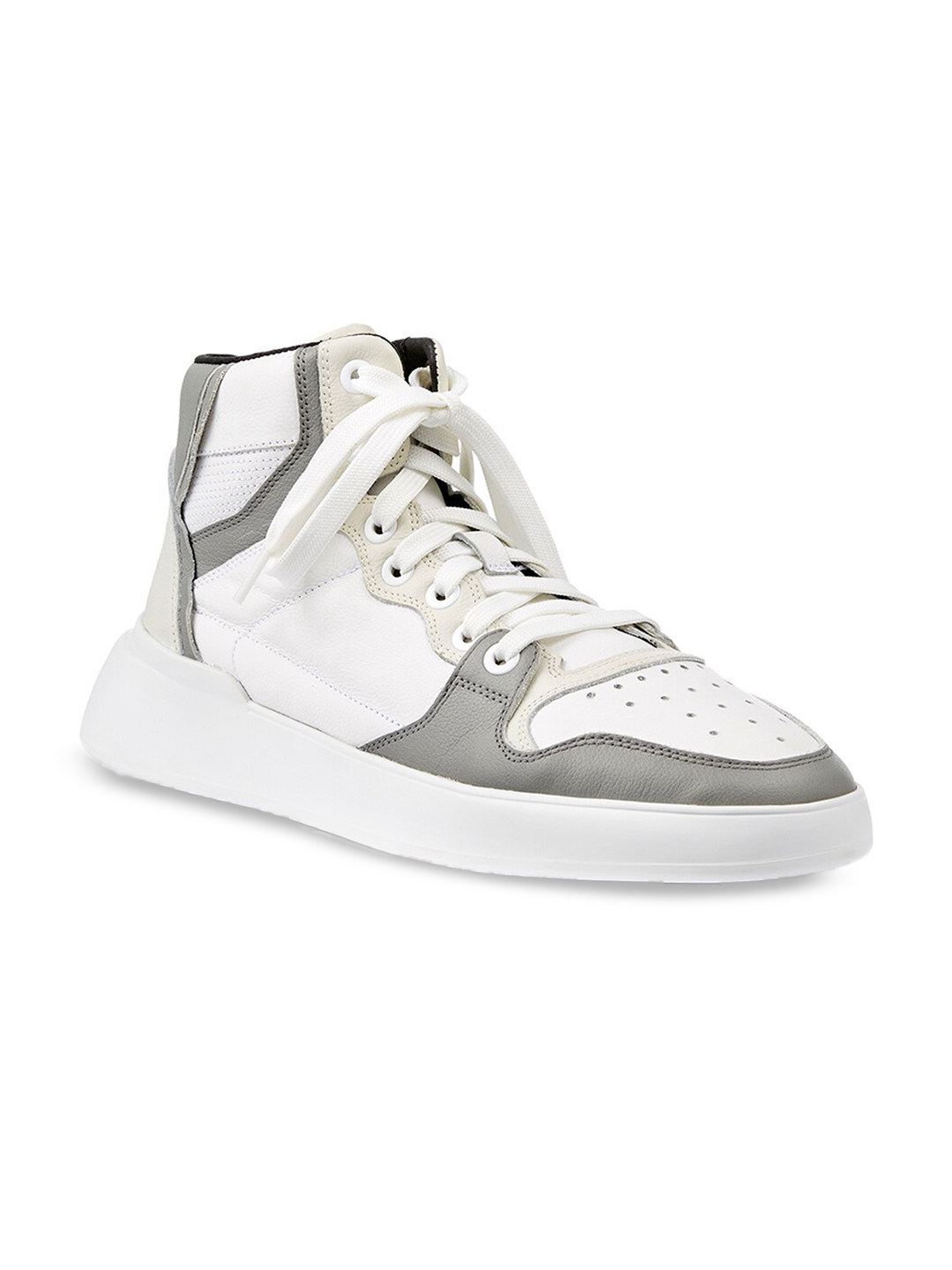 

FREESOUL Colourblocked Lace-Up High-Top Leather Sneakers, White
