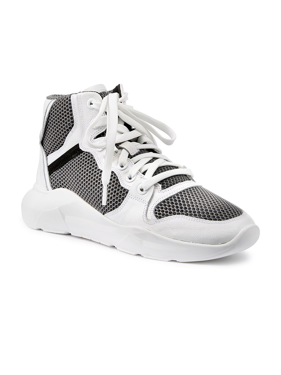 

FREESOUL Textured Leather Mid-Top Fashion Sneakers, Black