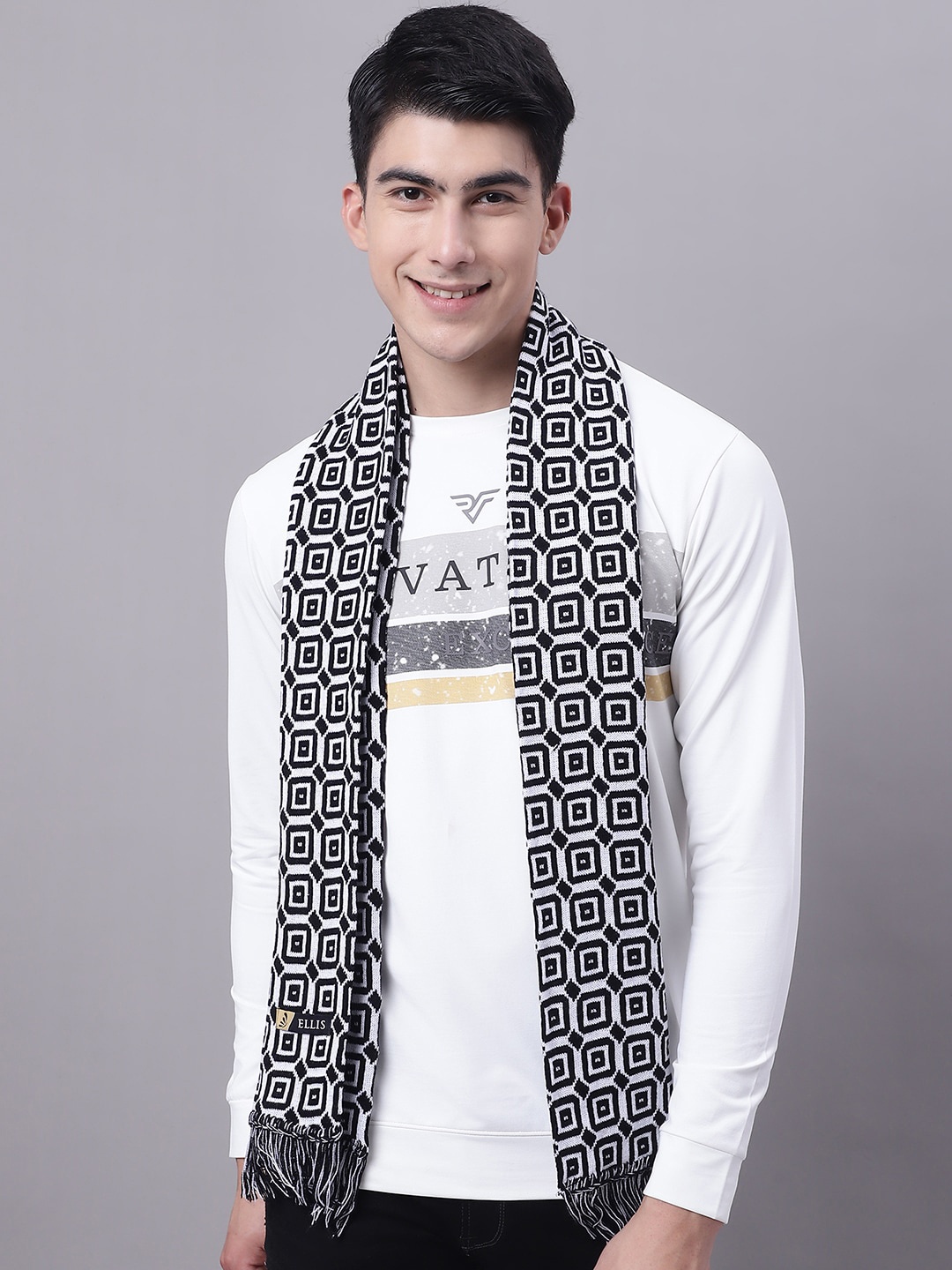 

ELLIS Geometric Woven Acrylic Mufflers, Black