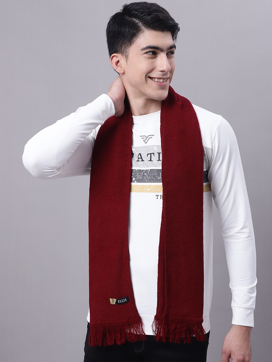 

ELLIS Woven Design Acrylic Muffler, Maroon