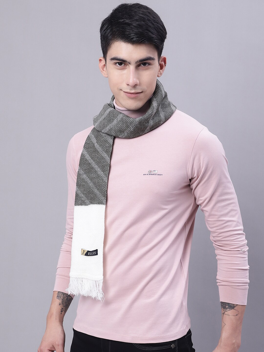 

ELLIS Men Woven Design Acrylic Muffler, White