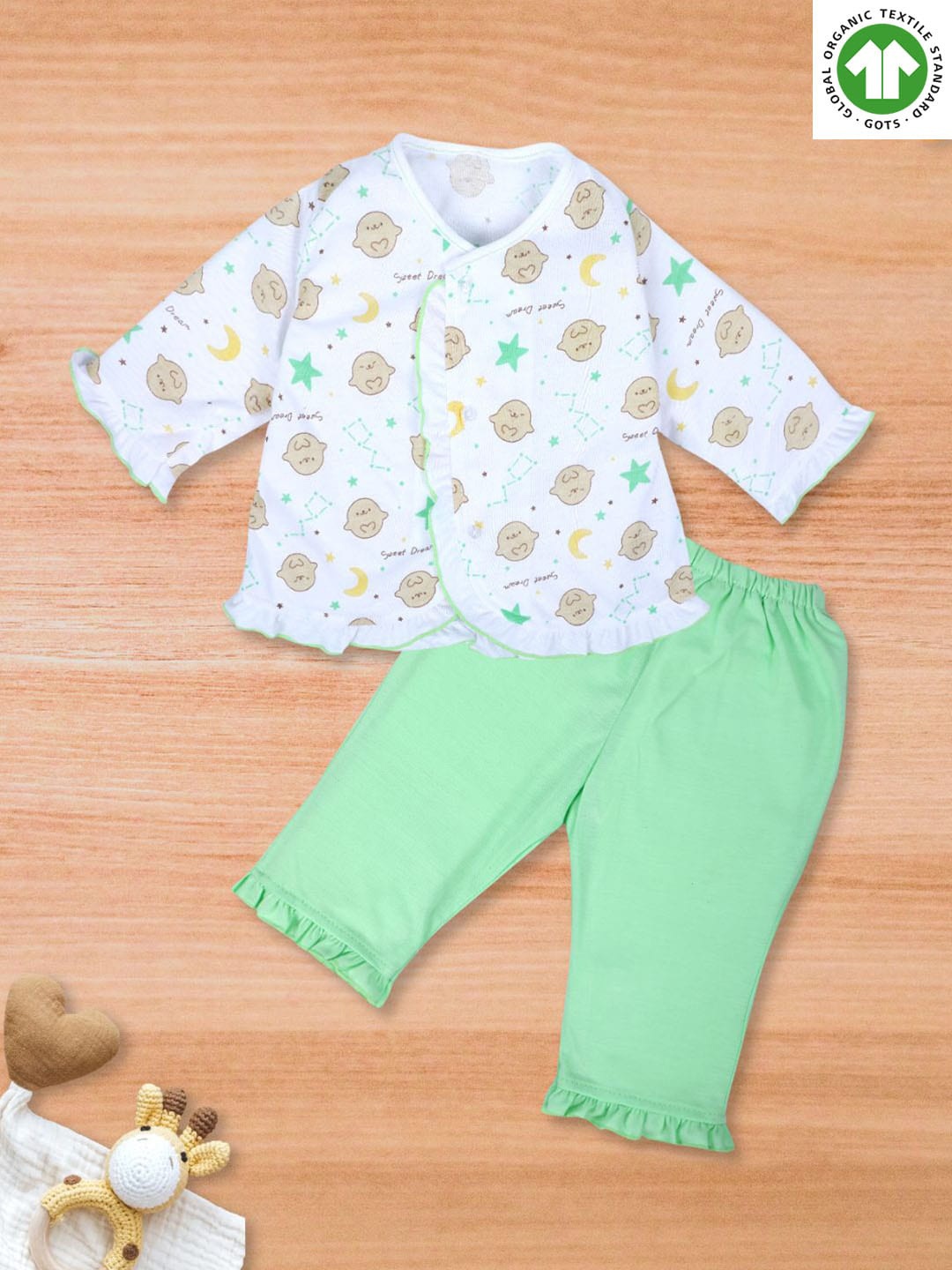 

Baby Moo Girls Graphic Printed Night suit, Green