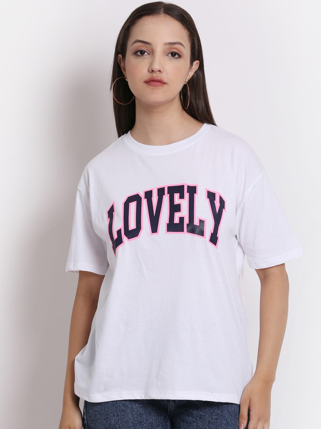 

HERE&NOW Typography Printed Cotton Boxy T-shirt, White